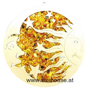 Fensterbild Suncatcher Bernstein - MOND trifft SONNE Ø 11cm